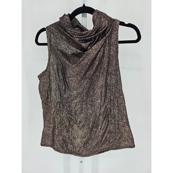 Fabletics Liora Womens Sz S metallic gold/bronze glam activewear vest - Picture 4 of 4